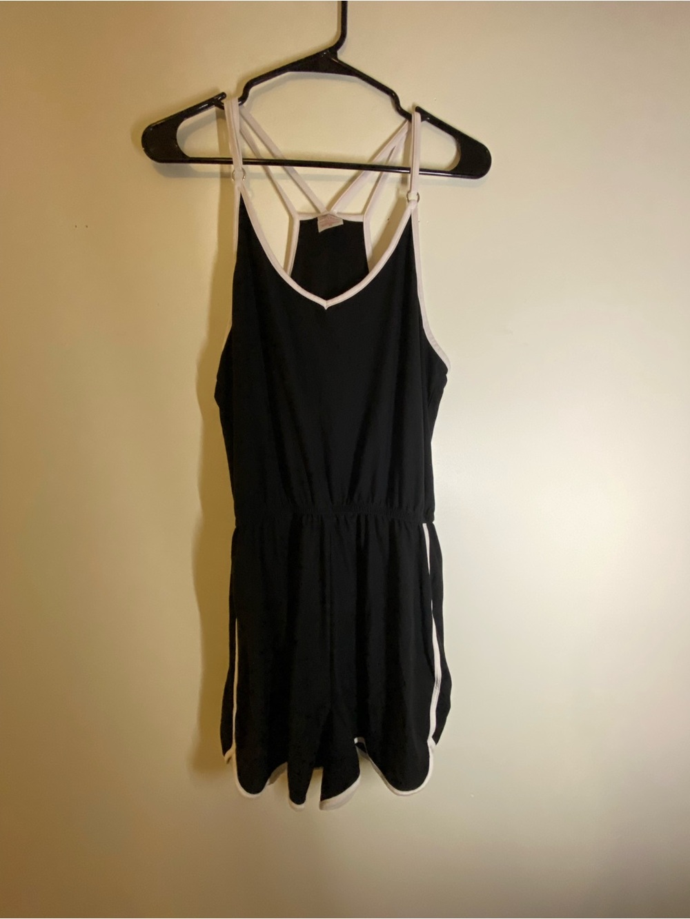 No Boundaries Black Romper with White Contrast Trim